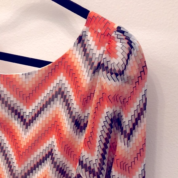 [L8ter] Chevron Patterned Scoop Neck Retro Dress or Shirt - Women's Size Small - Picture 3 of 9